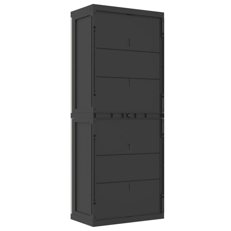 Outdoor Storage Cabinet Grey and Black 65x37x165 cm PP