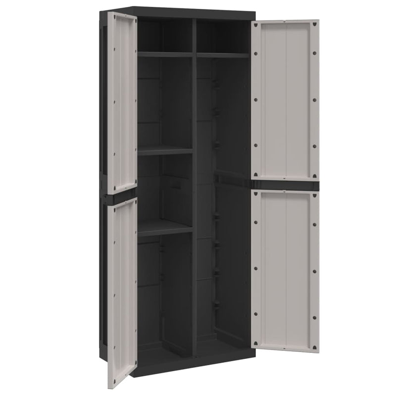 Outdoor Storage Cabinet Grey and Black 65x37x165 cm PP