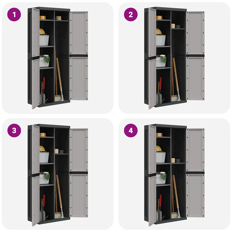 Outdoor Storage Cabinet Grey and Black 65x37x165 cm PP