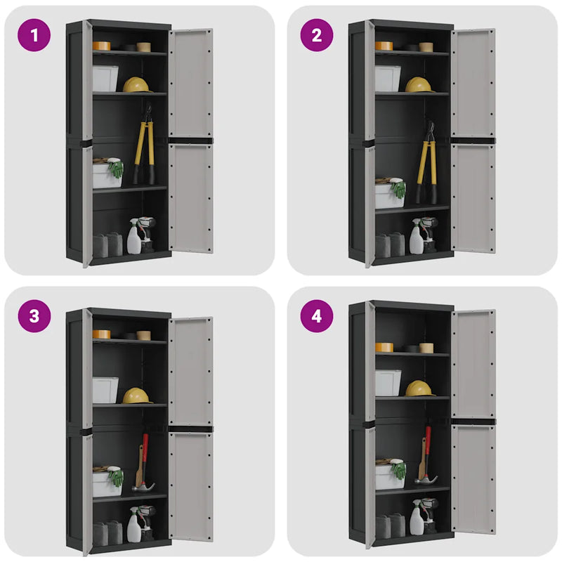 Outdoor Storage Cabinet Grey and Black 65x37x165 cm PP
