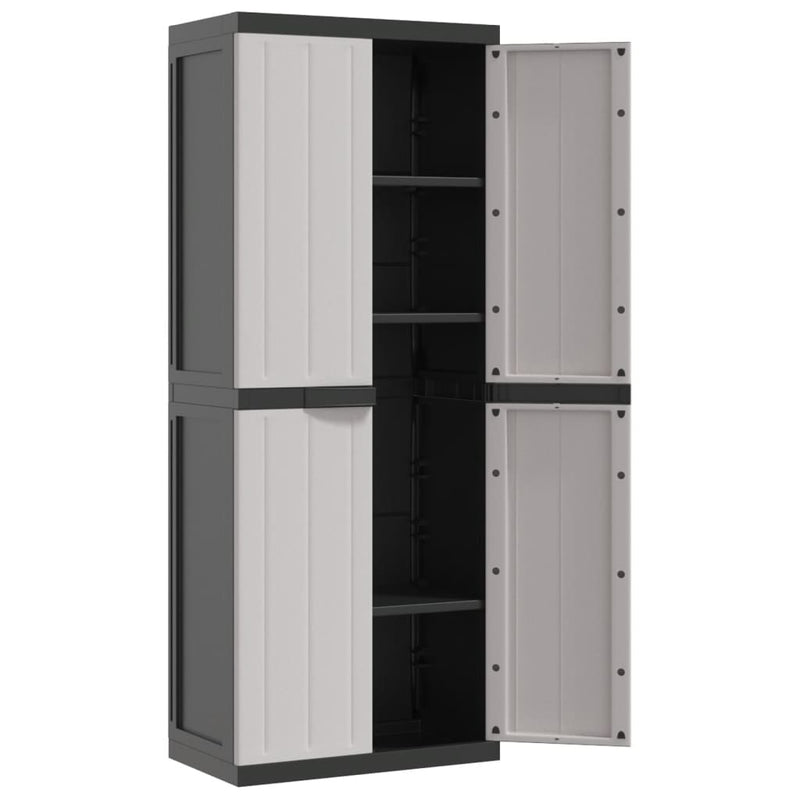 Outdoor Storage Cabinet Grey and Black 65x37x165 cm PP