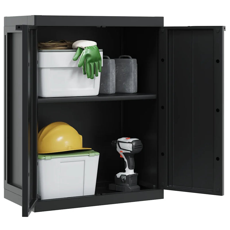 Outdoor Storage Cabinet Black 65x37x85 cm PP