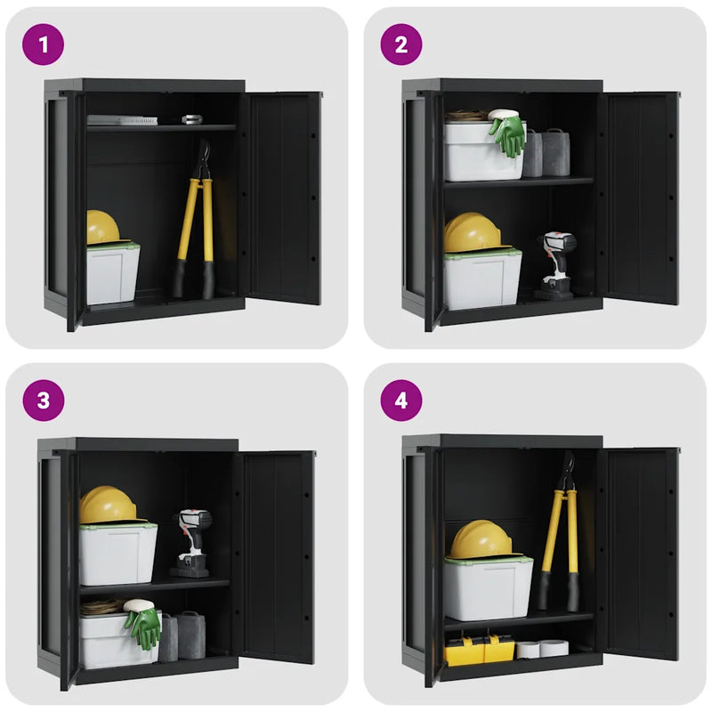 Outdoor Storage Cabinet Black 65x37x85 cm PP