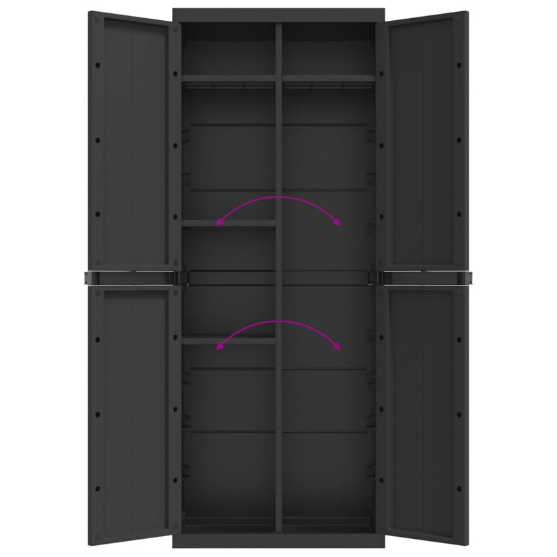 Outdoor Storage Cabinet Black 65x37x165 cm PP