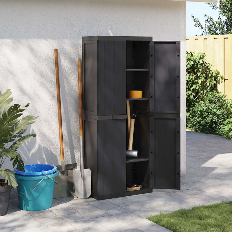vidaXL Outdoor Storage Cabinet Black 65x37x165 cm PP