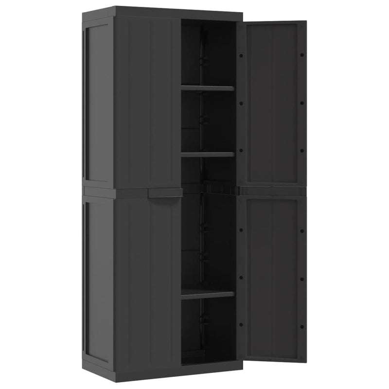 vidaXL Outdoor Storage Cabinet Black 65x37x165 cm PP