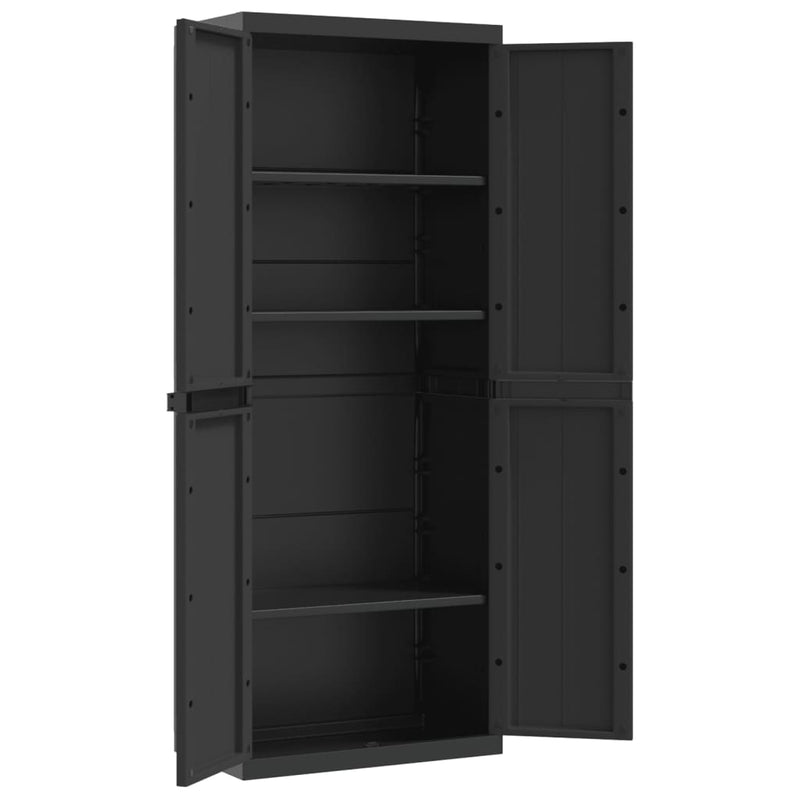 vidaXL Outdoor Storage Cabinet Black 65x37x165 cm PP