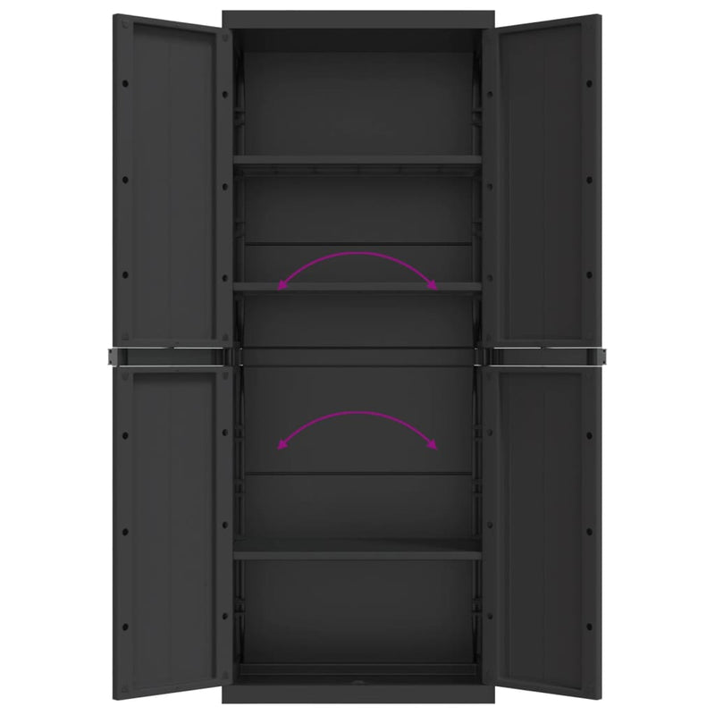 vidaXL Outdoor Storage Cabinet Black 65x37x165 cm PP