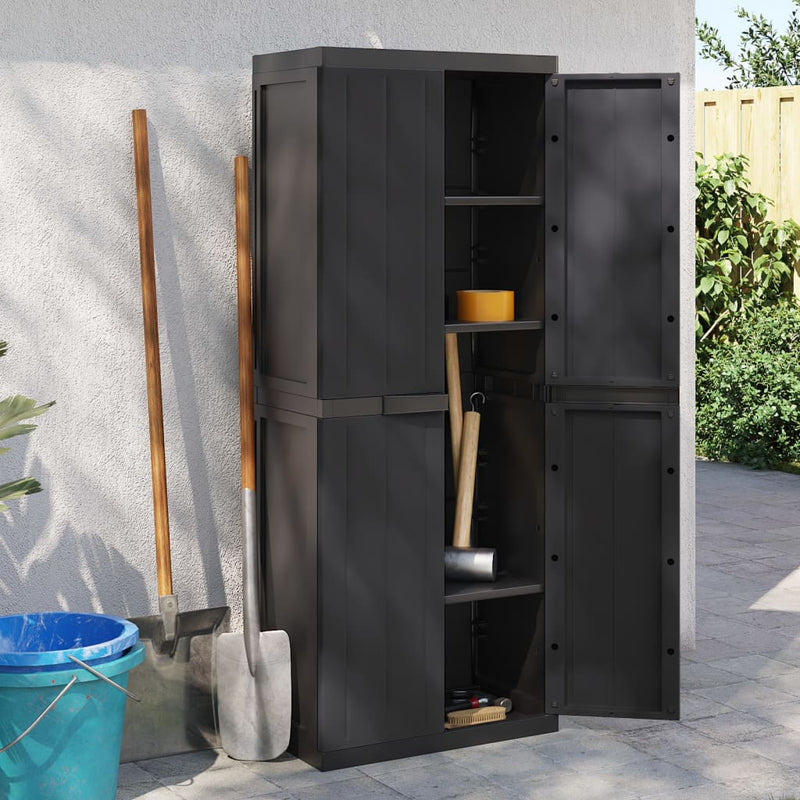 vidaXL Outdoor Storage Cabinet Black 65x37x165 cm PP