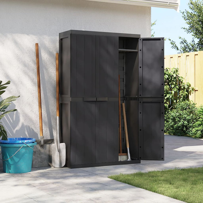 Outdoor Storage Cabinet Black 97x37x165 cm PP