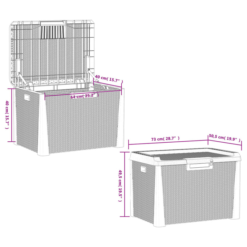 vidaXL Garden Storage Box Anthracite 125 L PP