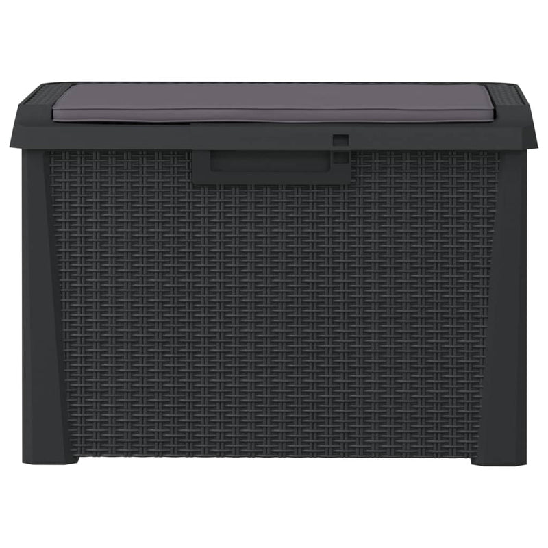 vidaXL Garden Storage Box with Seat Cushion Anthracite 125 L PP