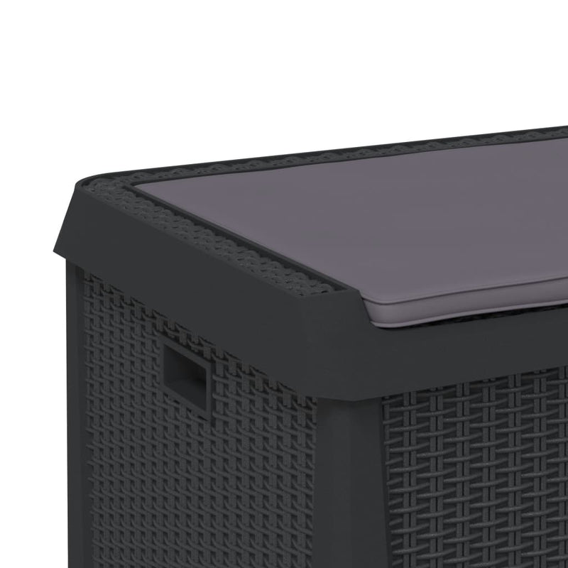 vidaXL Garden Storage Box with Seat Cushion Anthracite 125 L PP