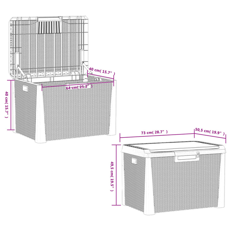 vidaXL Garden Storage Box with Seat Cushion Anthracite 125 L PP