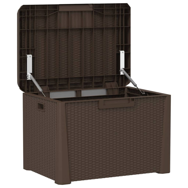 Garden Storage Box with Seat Cushion Brown 125 L PP