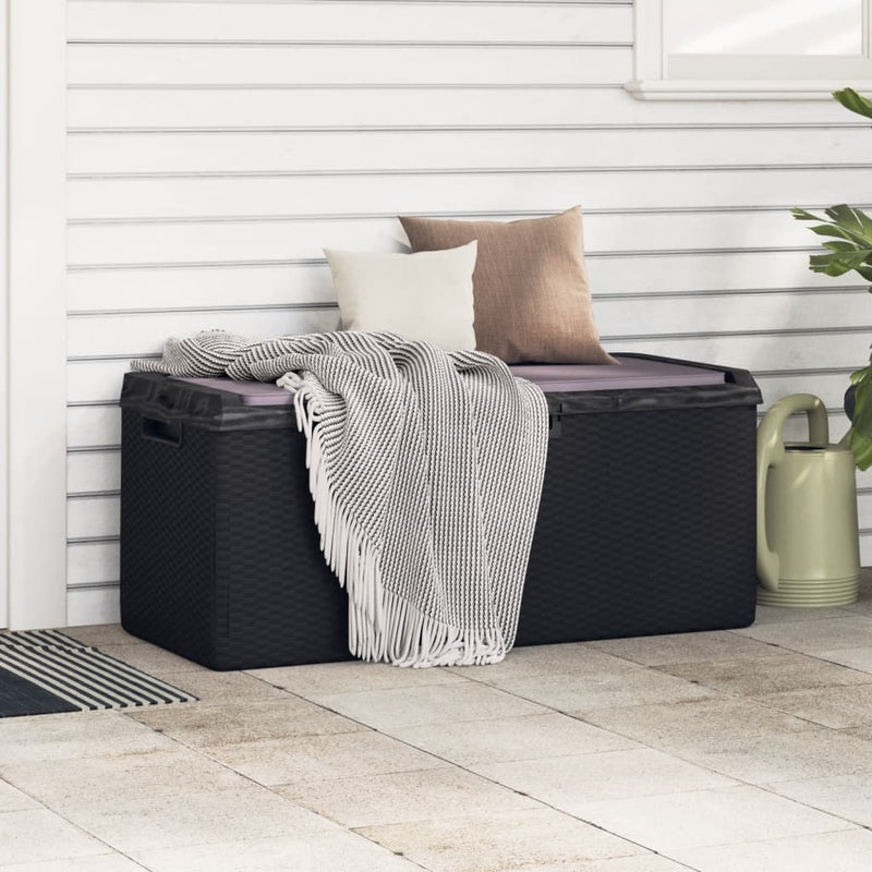 Garden Storage Box with Seat Cushion Anthracite 350 L PP