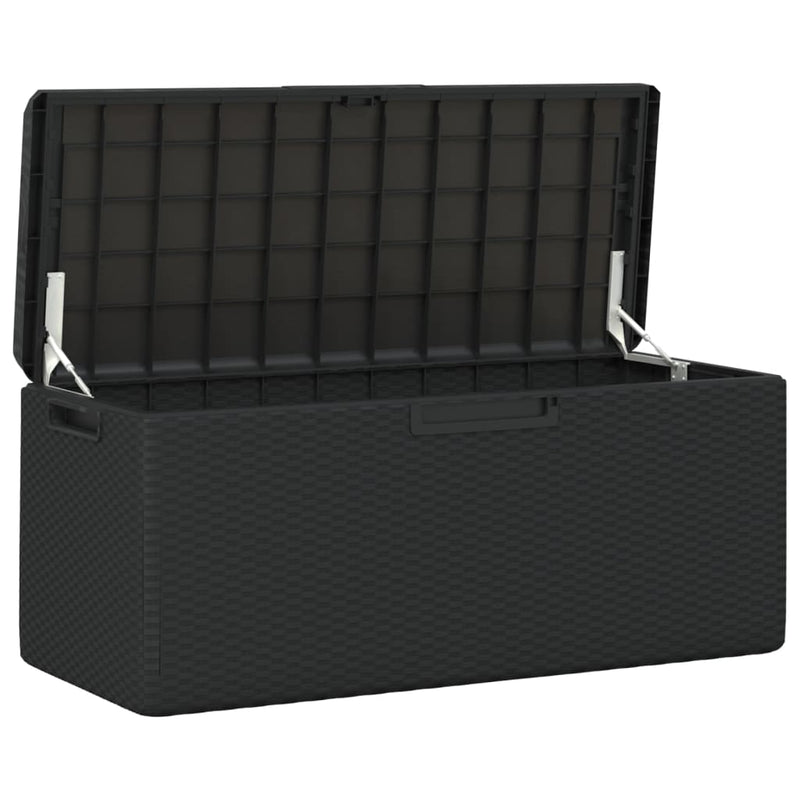 Garden Storage Box with Seat Cushion Anthracite 350 L PP