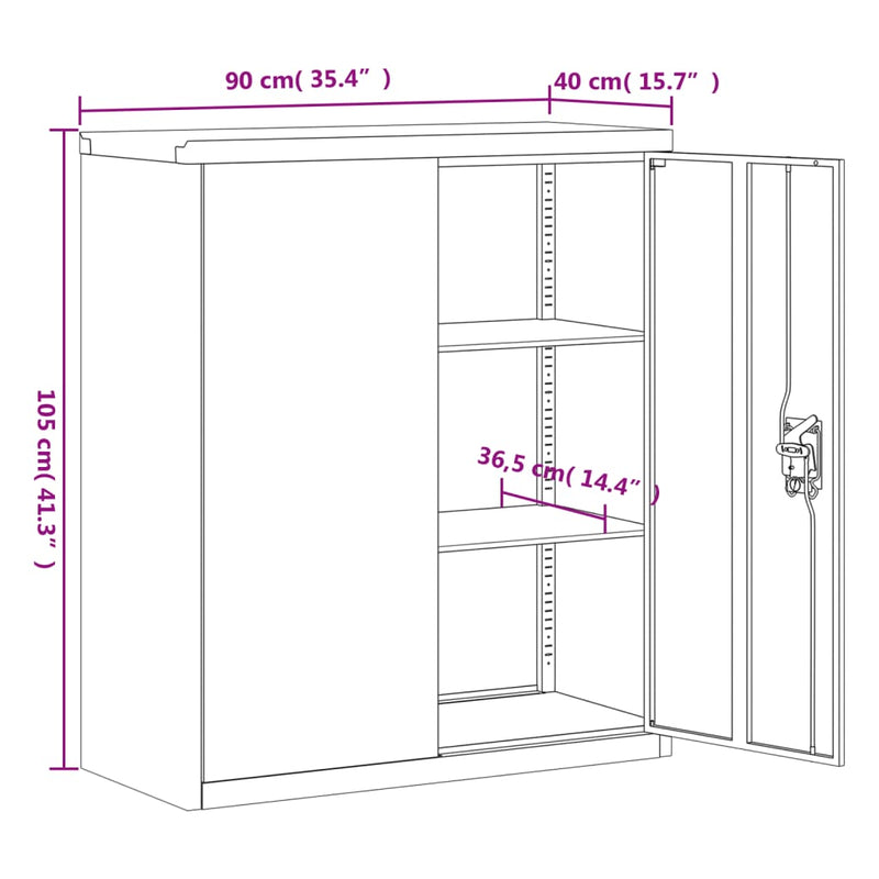 vidaXL File Cabinet Light Grey 90x40x105 cm Steel