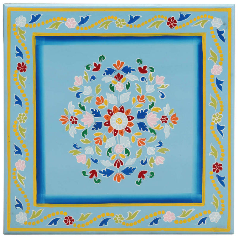 vidaXL Coffee Table Turquoise Hand Painted Solid Wood Mango