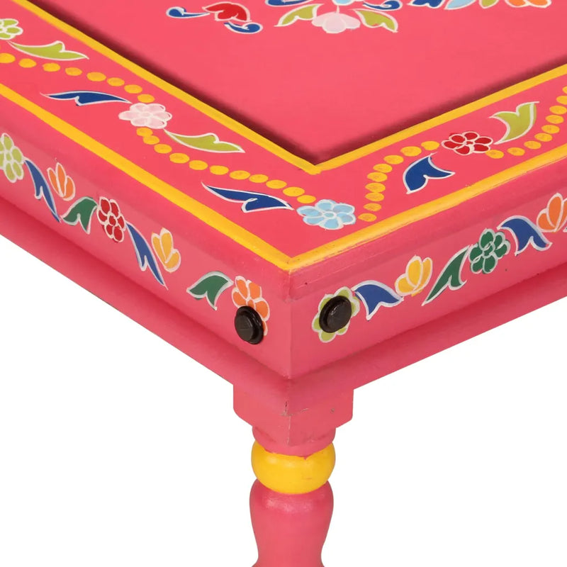 Coffee Table Pink Hand Painted Solid Wood Mango