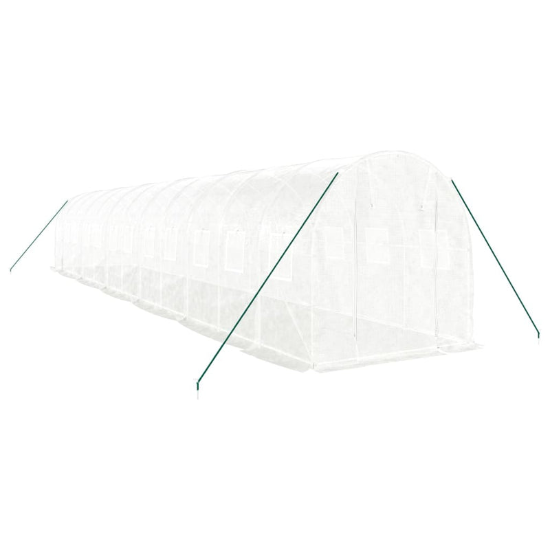 vidaXL Greenhouse with Steel Frame White 24 m² 12x2x2 m