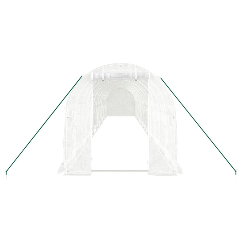 vidaXL Greenhouse with Steel Frame White 28 m² 14x2x2 m