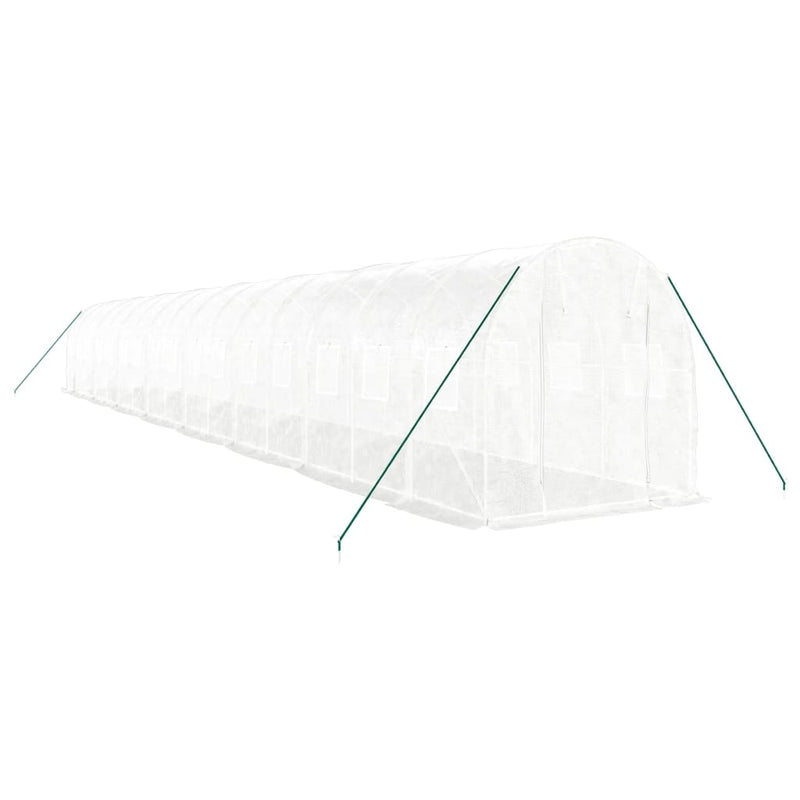 vidaXL Greenhouse with Steel Frame White 32 m² 16x2x2 m
