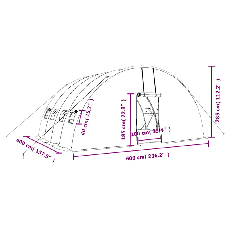 Greenhouse with Steel Frame Green 24 m² 6x4x2.85 m