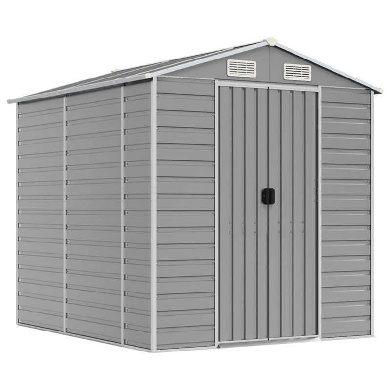 vidaXL Garden Shed Light Grey 191x215x198 cm Galvanised Steel