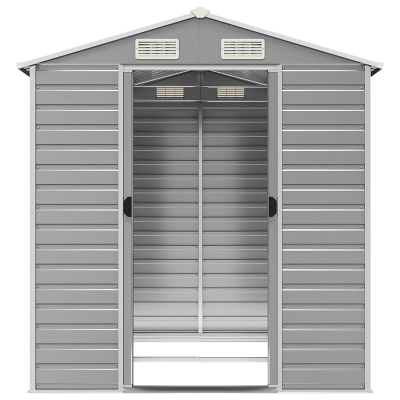 vidaXL Garden Shed Light Grey 191x215x198 cm Galvanised Steel