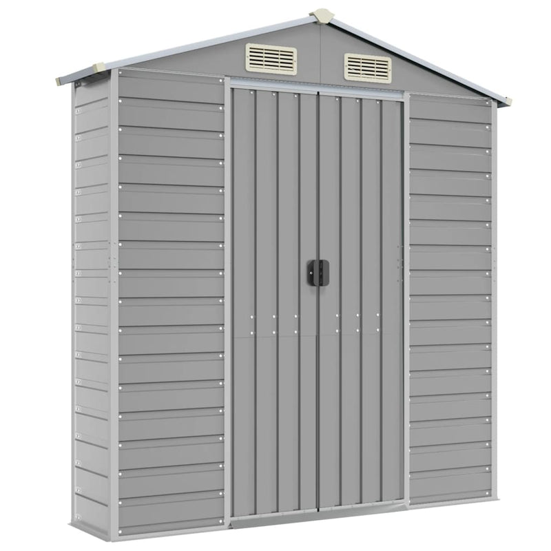 Garden Shed Light Grey 191x385x198 cm Galvanised Steel