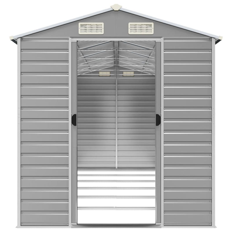 vidaXL Garden Shed Light Grey 191x555x198 cm Galvanised Steel