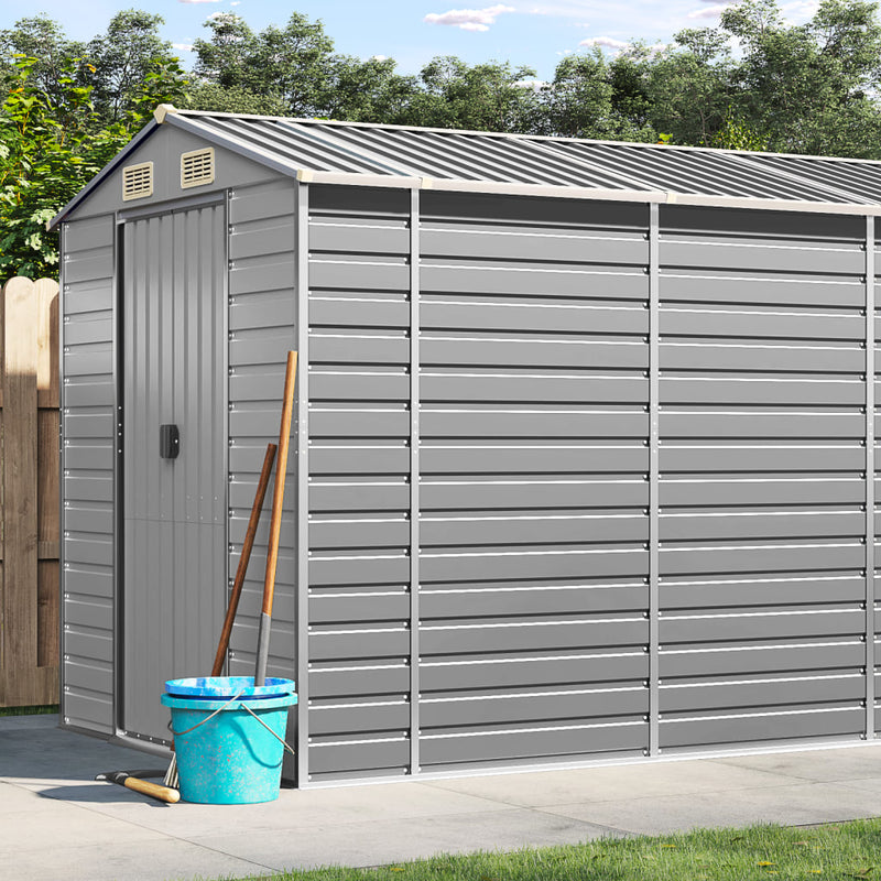 vidaXL Garden Shed Light Grey 191x895x198 cm Galvanised Steel