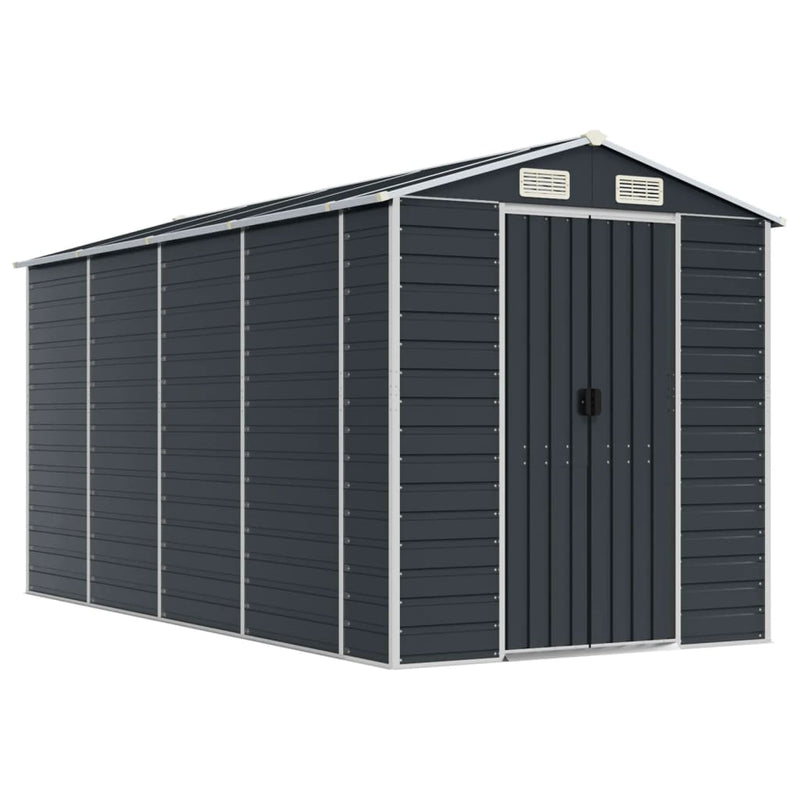 vidaXL Garden Shed Anthracite 191x385x198 cm Galvanised Steel