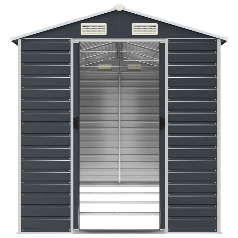 Garden Shed Anthracite 191x385x198 cm Galvanised Steel