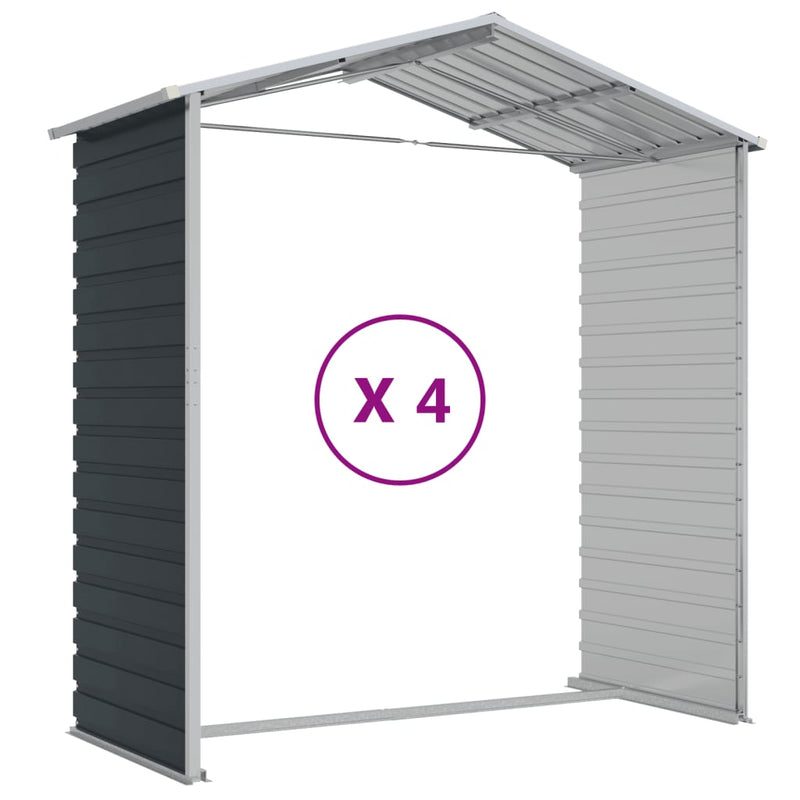 Garden Shed Anthracite 191x385x198 cm Galvanised Steel