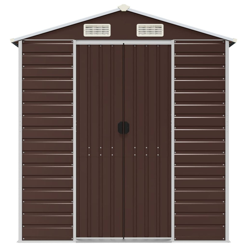 vidaXL Garden Shed Brown 191x215x198 cm Galvanised Steel