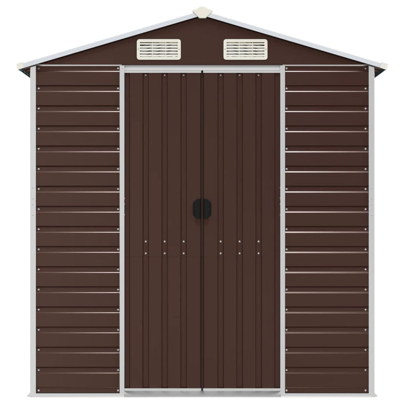 vidaXL Garden Shed Brown 191x300x198 cm Galvanised Steel