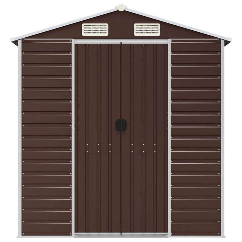 vidaXL Garden Shed Brown 191x385x198 cm Galvanised Steel