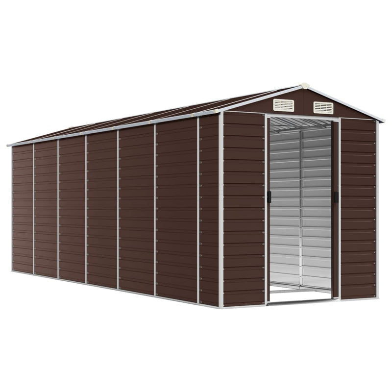 Garden Shed Brown 191x555x198 cm Galvanised Steel