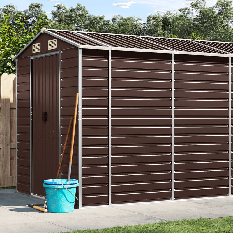 Garden Shed Brown 191x640x198 cm Galvanised Steel
