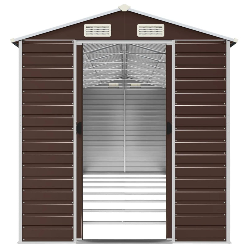 Garden Shed Brown 191x725x198 cm Galvanised Steel