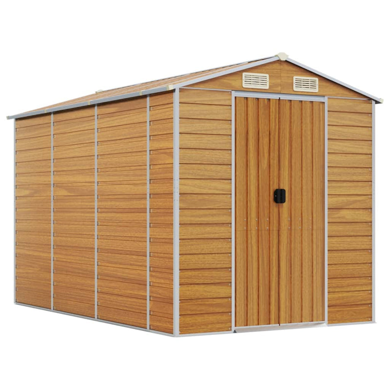 vidaXL Garden Shed Light Brown 191x300x198 cm Galvanised Steel