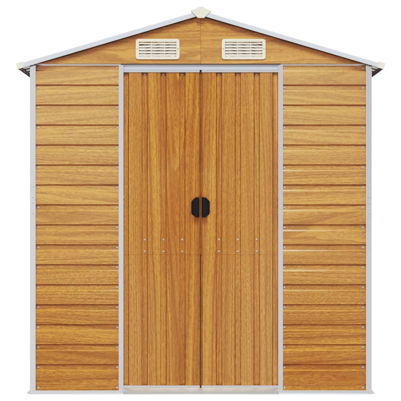 vidaXL Garden Shed Light Brown 191x385x198 cm Galvanised Steel