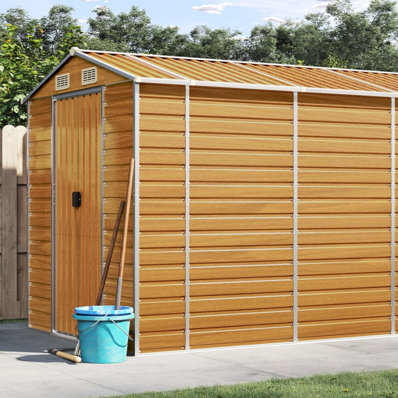 vidaXL Garden Shed Light Brown 191x470x198 cm Galvanised Steel