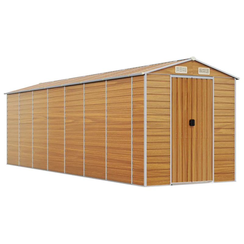 Garden Shed Light Brown 191x640x198 cm Galvanised Steel