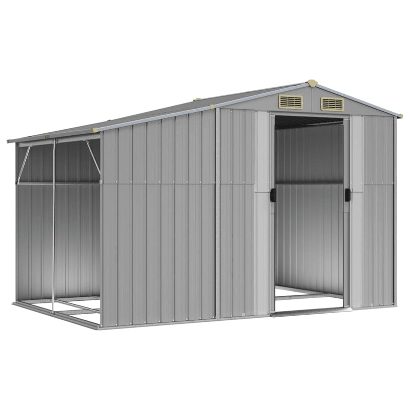 vidaXL Garden Shed Grey 277x192.5x179 cm Galvanised Steel