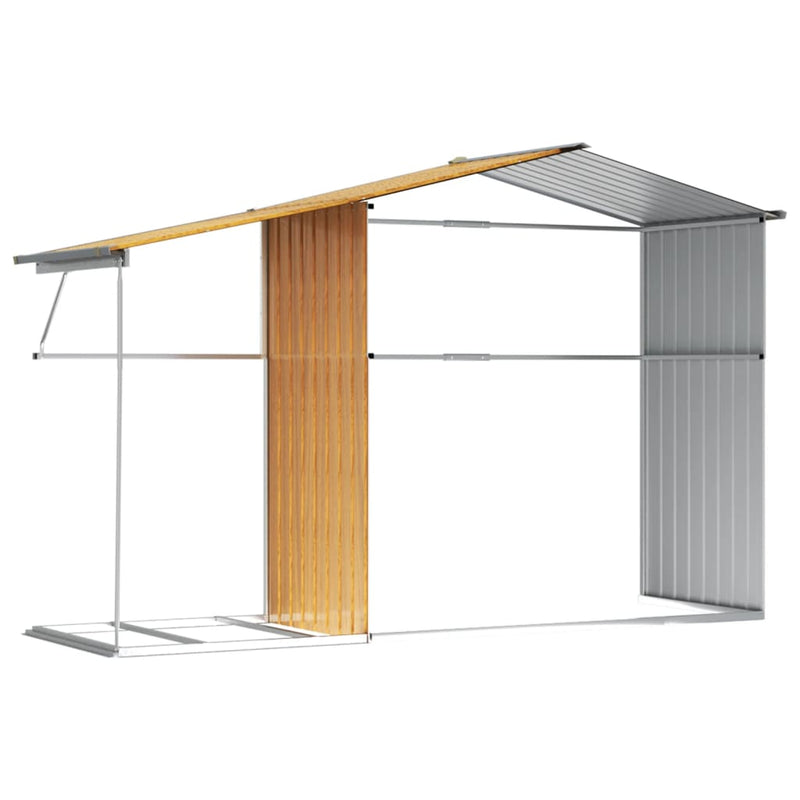 vidaXL Garden Shed Light Brown 277x192.5x179 cm Galvanised Steel