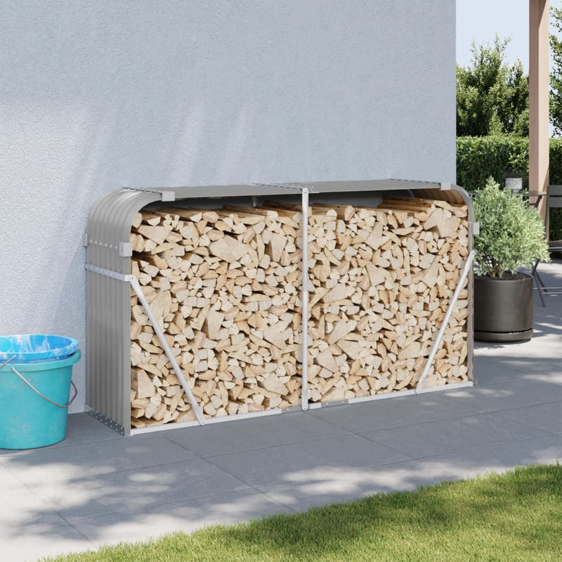 vidaXL Log Holder Light Grey 180x45x100 cm Galvanised Steel