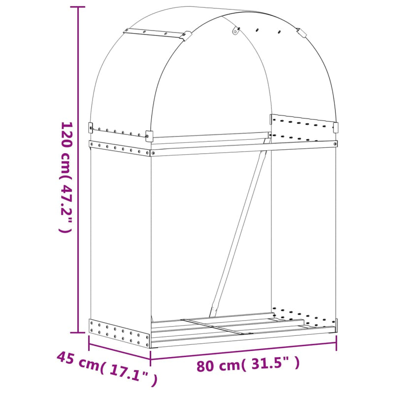 vidaXL Log Holder Anthracite 80x45x120 cm Galvanised Steel